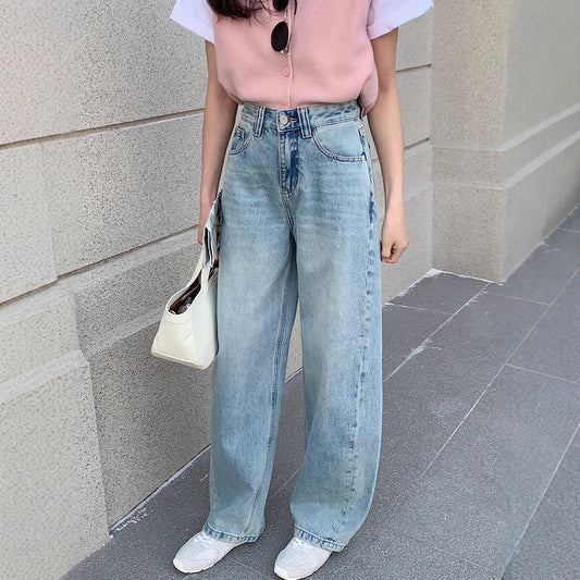 Light Blue Flare Jeans for Women - High Waist Slim Fit Trousers