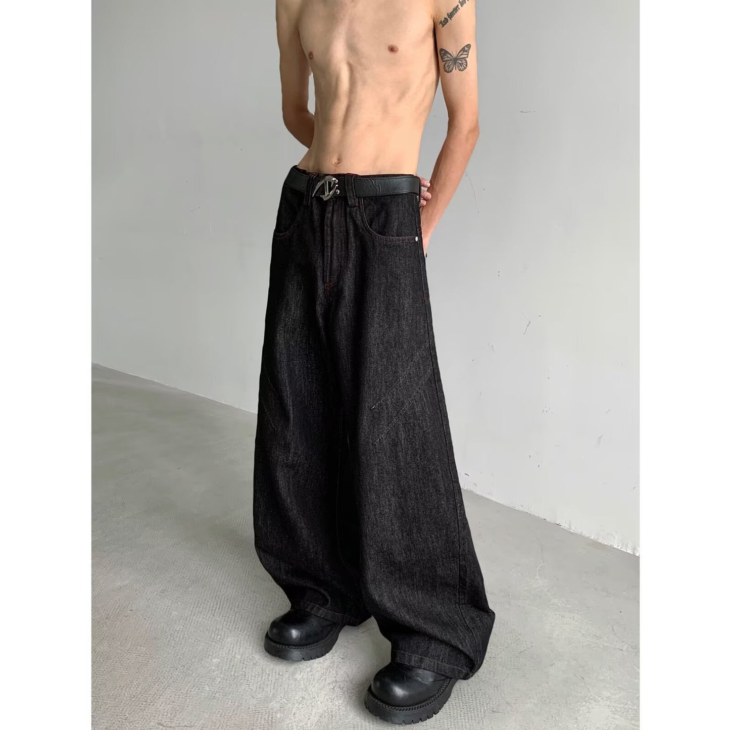 Vintage Wide Leg Curved Jeans for Summer