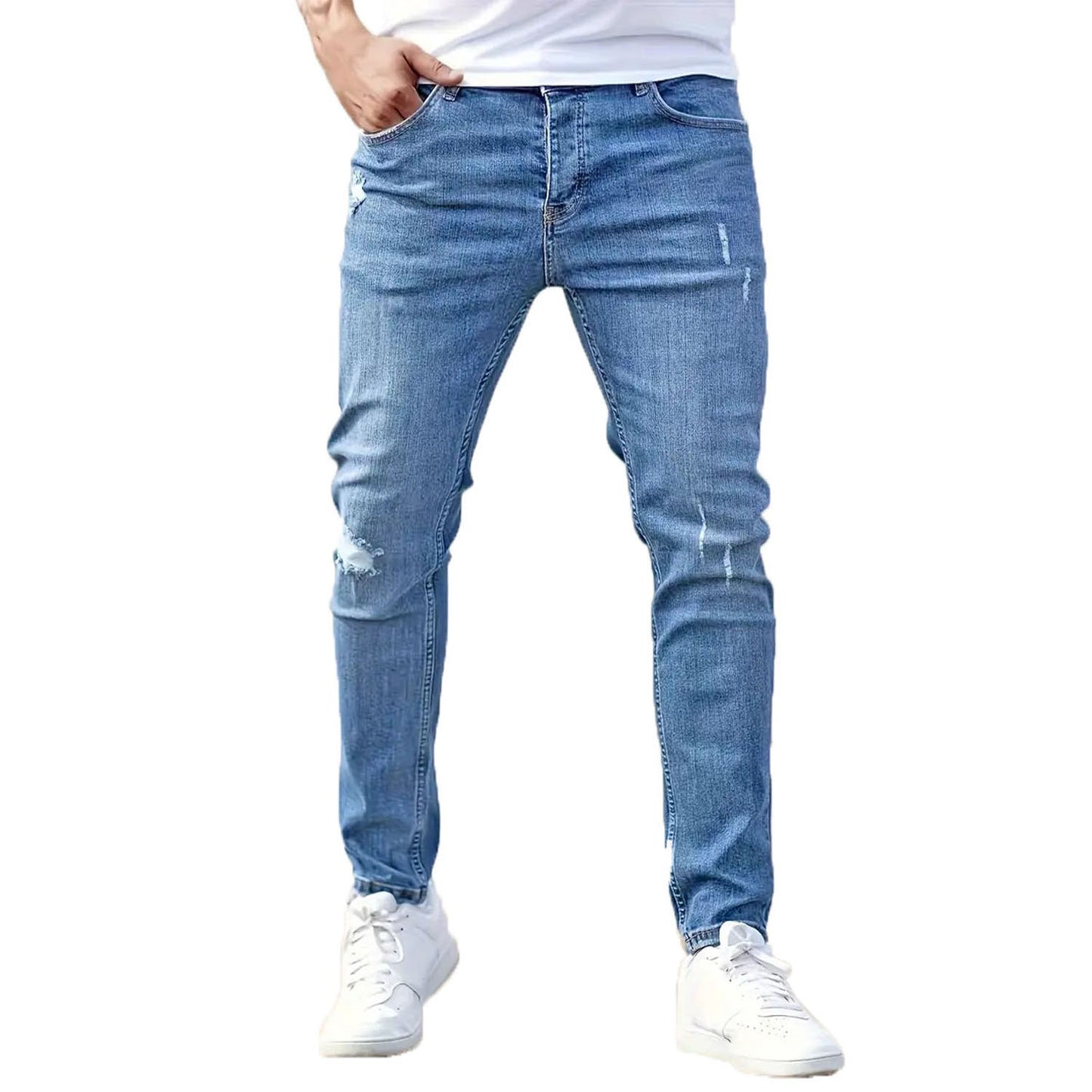 Men's American Style Elastic Skinny Jeans - Tight Fit Denim Pants