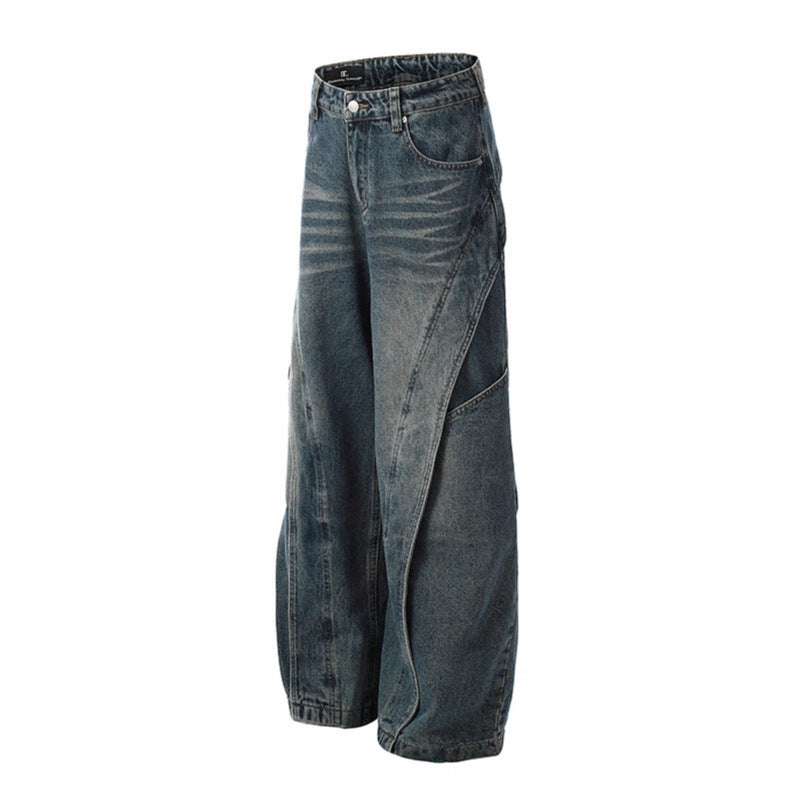 Premium Deconstructing Washed Curved Knife Jeans