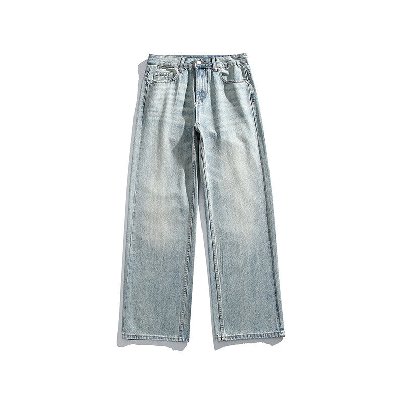 Washed Loose High Street Straight Leg Jeans for Men