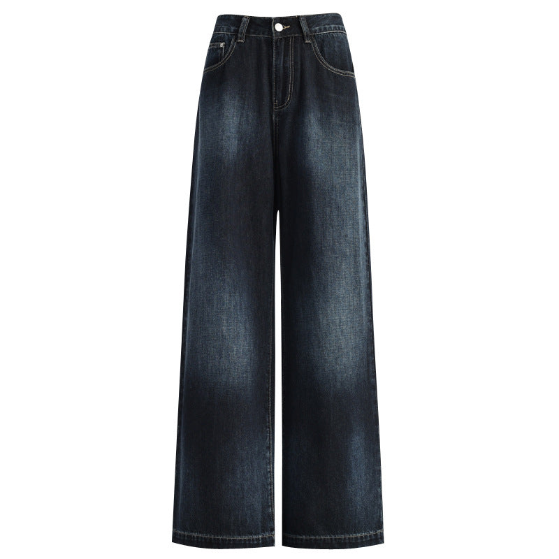 Deep Blue High-Waisted Wide-Leg Jeans for Women