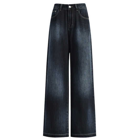 Deep Blue High-Waisted Wide-Leg Jeans for Women