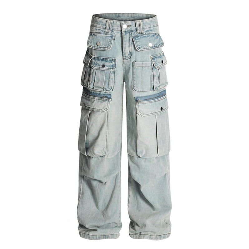 Wrinkled Multi Pocket Workwear Jeans - Premium Japanese Denim