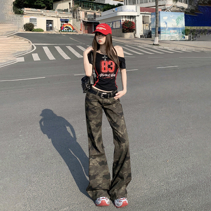 Women's Chic Punk Slimming Flare Jeans - Floor-Length Denim Pants