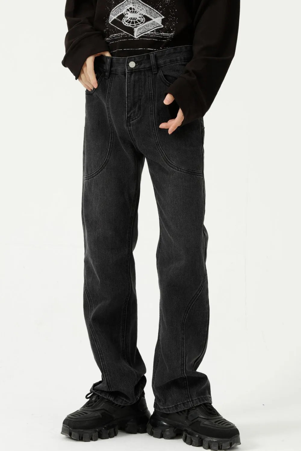 Premium Straight-Leg Jeans with Unique Stitch Detail