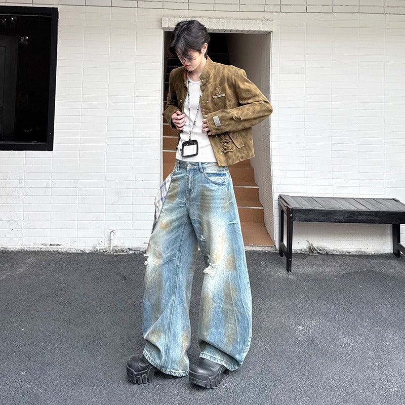 Loose Slightly Flared Slim and Wide Leg Denim Pants