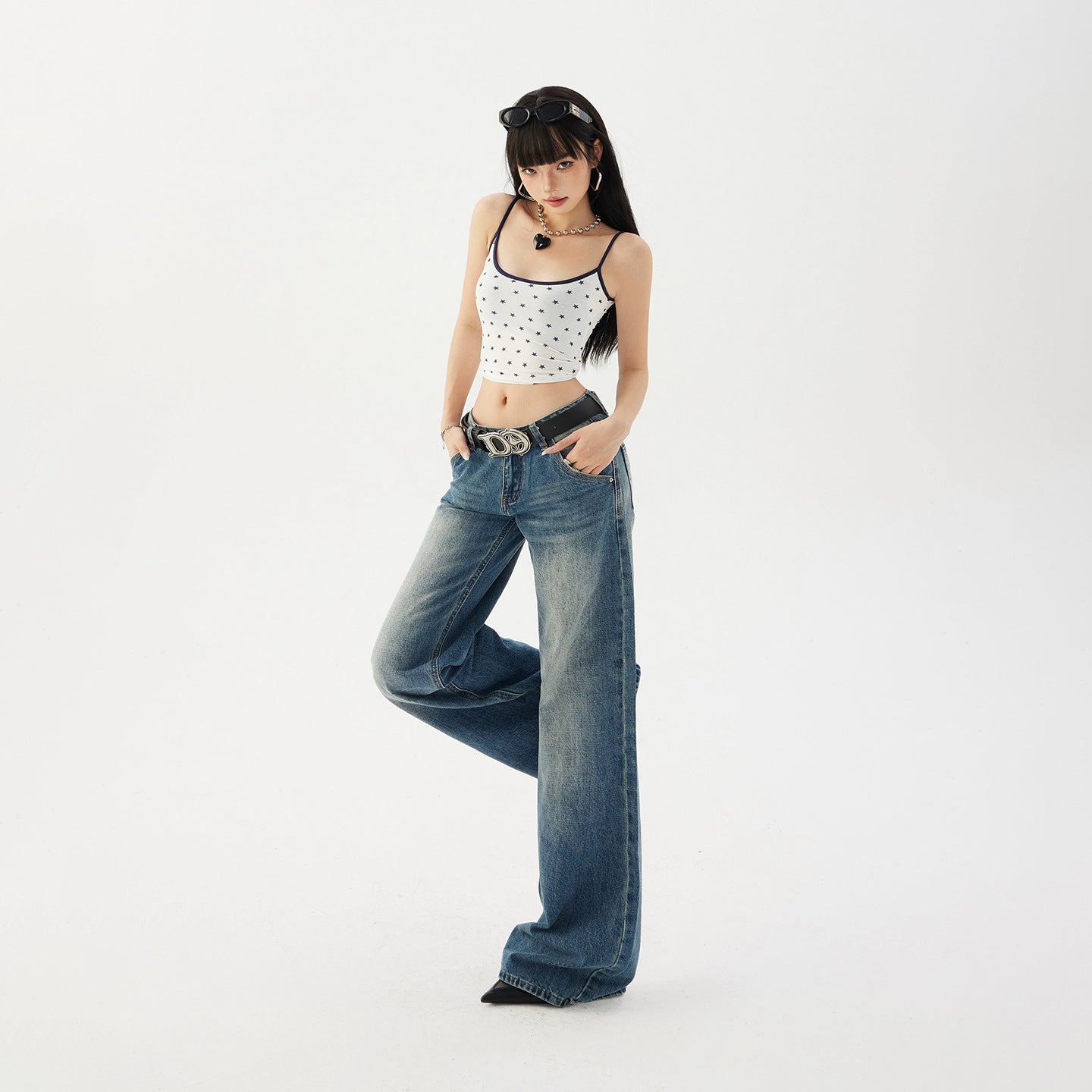 Low Waist High Rise Loose Denim Pants for Women - Slimming Flare Trousers