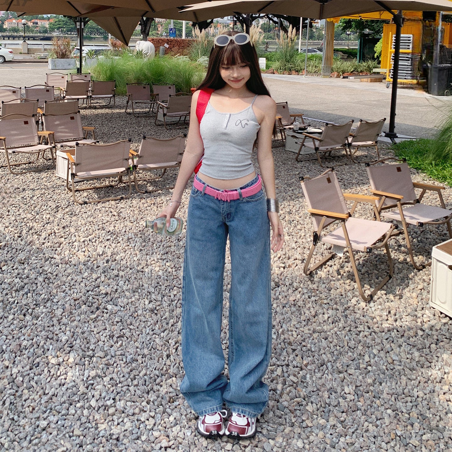 Spicy Girl Straight Jeans - Women's Low Waist Loose Slimming Versatile Wide Leg Pants