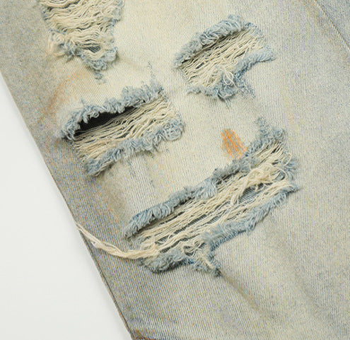 Big Destruction Cat Beard Jeans