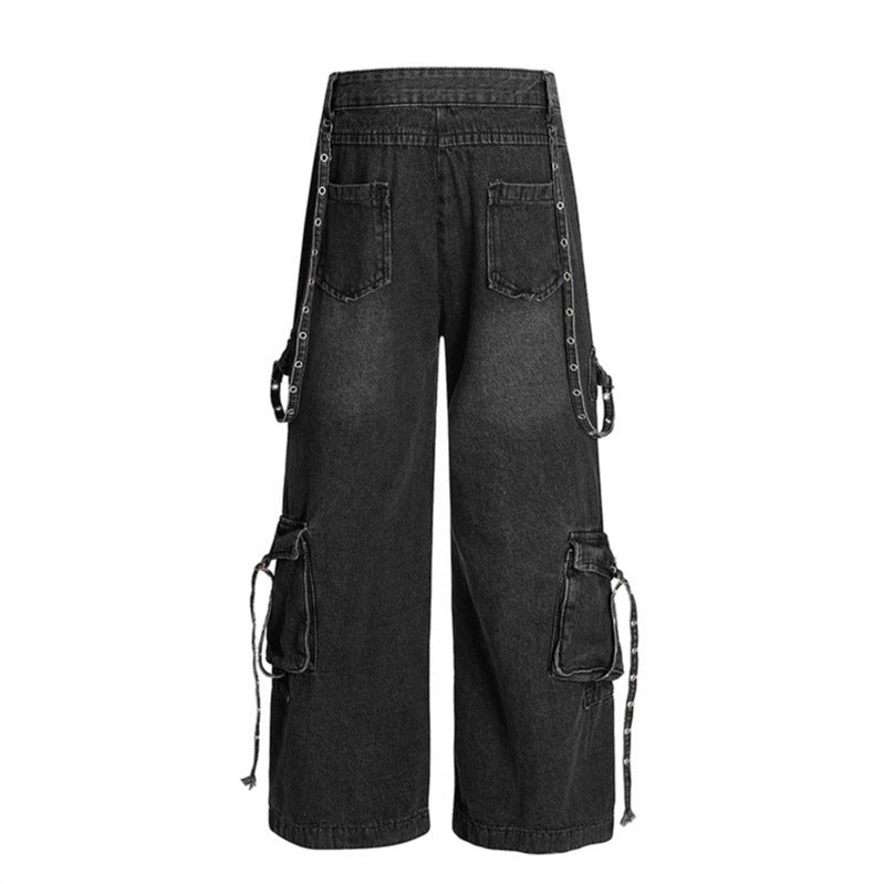 Multi Pocket Ripped Workwear Jeans – Premium Japanese Denim