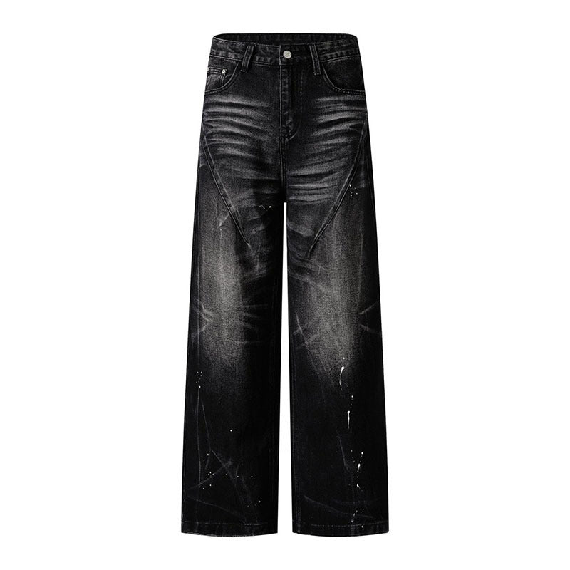 Men's Washed Denim Loose Straight Leg Trousers