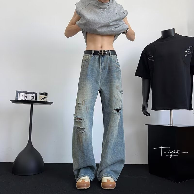 Retro Wide Leg Pants - Versatile Denim for Summer