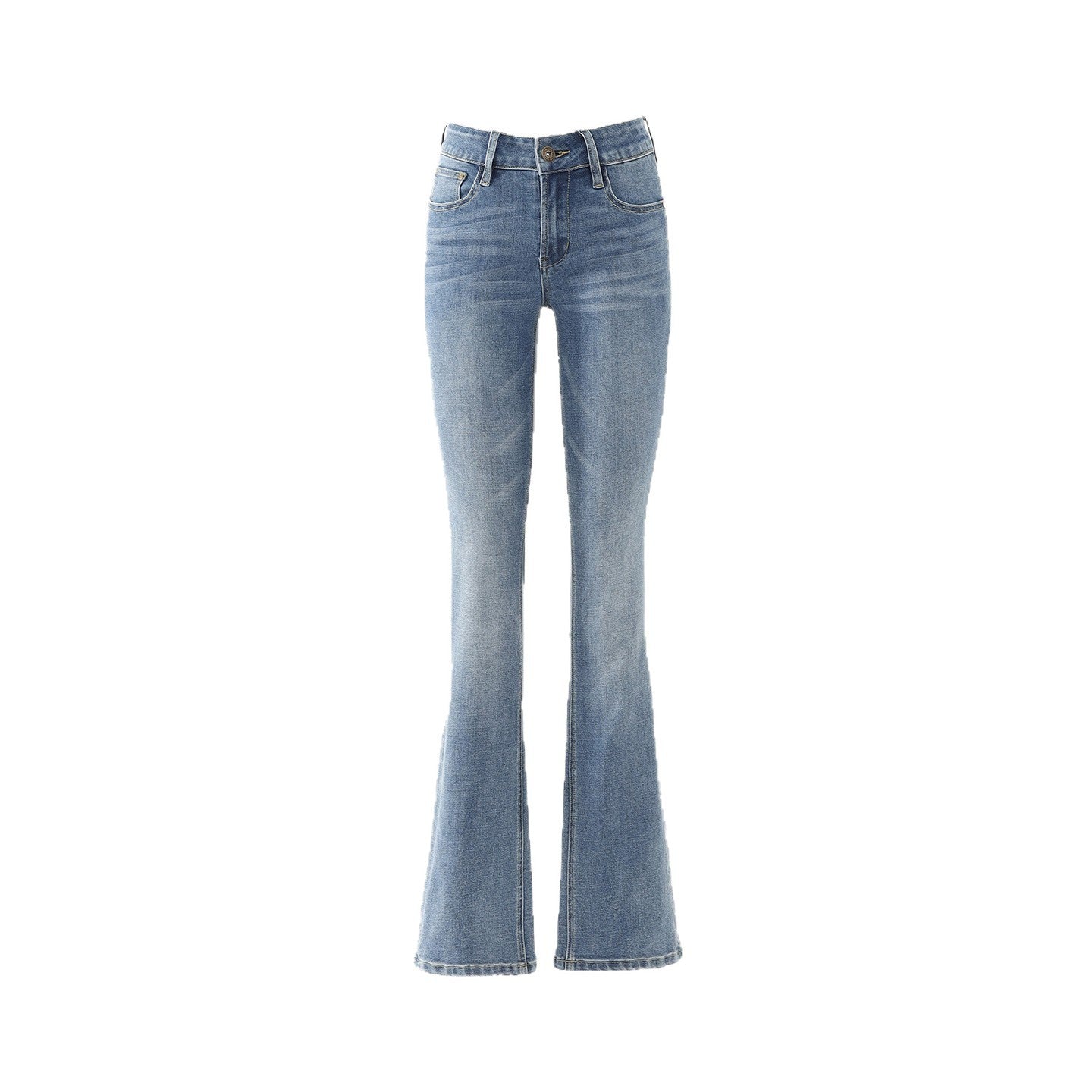 Style Flared Denim Pants for Women - Low Waist, Slim Fit, Straight Leg
