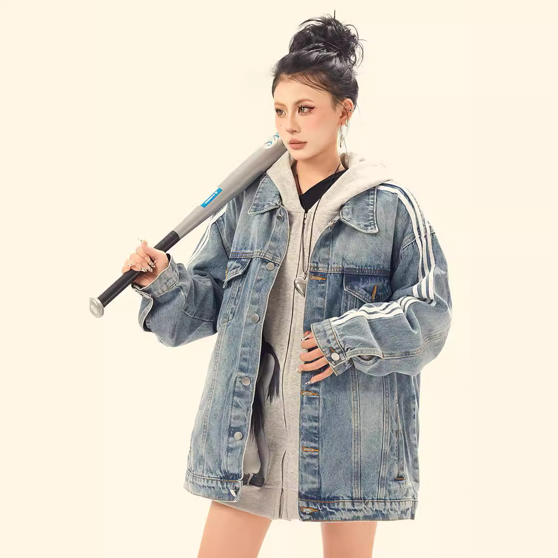 Premium Three Striped Denim Jacket