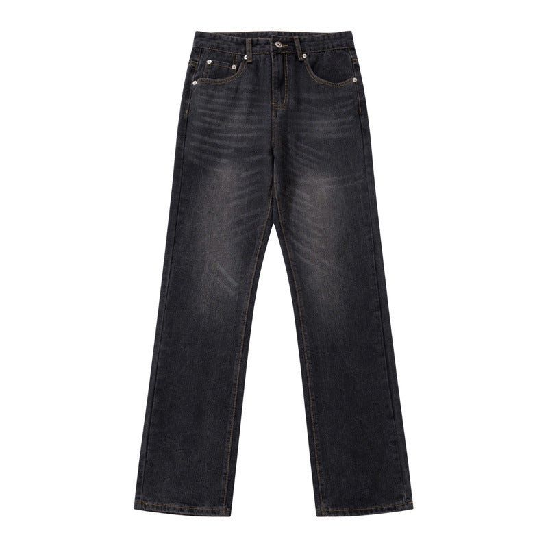 Retro Washed Vintage Casual Denim Pants for Men - Straight Leg, Multi-Purpose Slim Fit