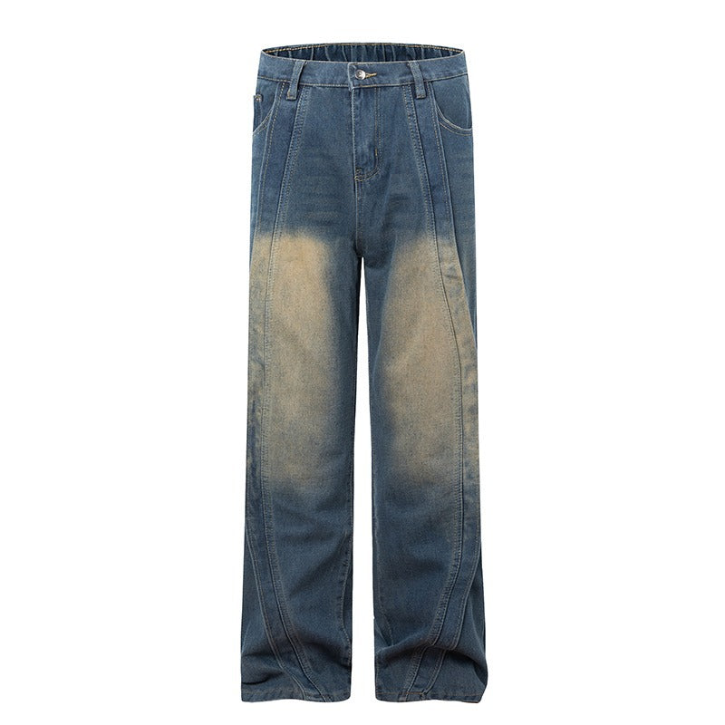 Premium Spliced Denim Loose Wide Leg Pants for Men