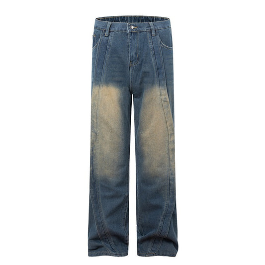 Premium Spliced Denim Loose Wide Leg Pants for Men