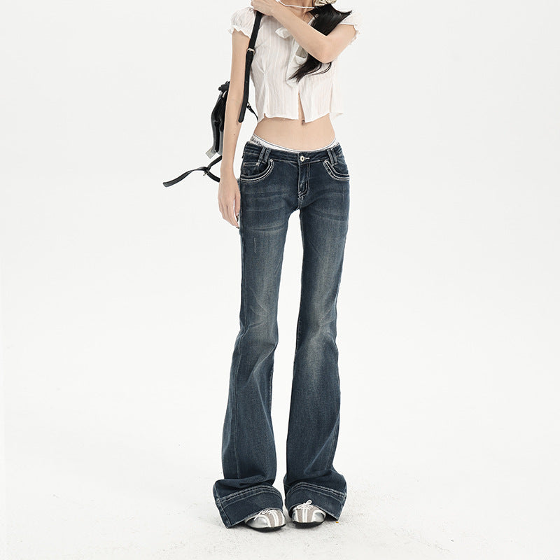 Low-Waist Flared Jeans for Women - Elastic Slimming Trumpet Pants
