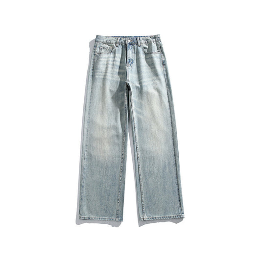 Washed Loose High Street Straight Leg Jeans for Men