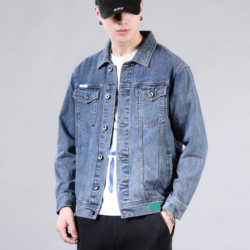 Men's Korean Solid Color Casual Denim Jacket - Couples Style