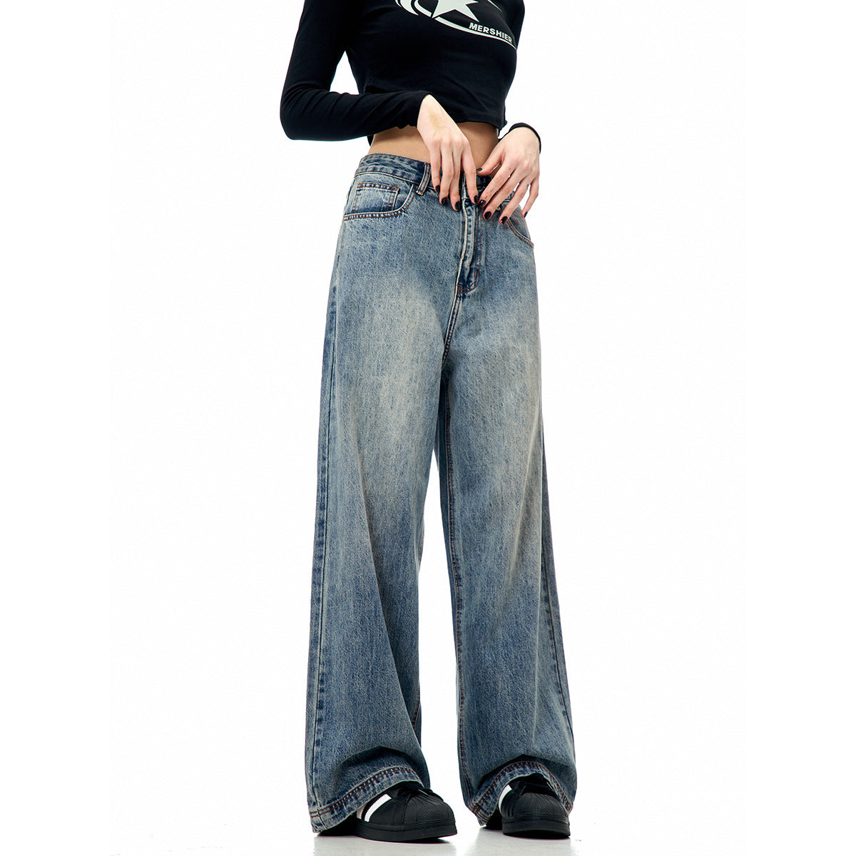 Loose Fit Versatile Wide Leg Jeans for Men and Women - Trendy Casual Pants