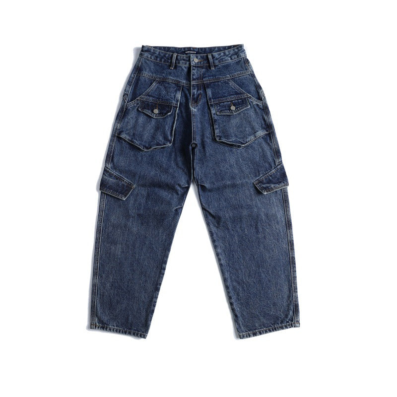 3D Pocket Jeans - Loose Casual Straight Leg Pants
