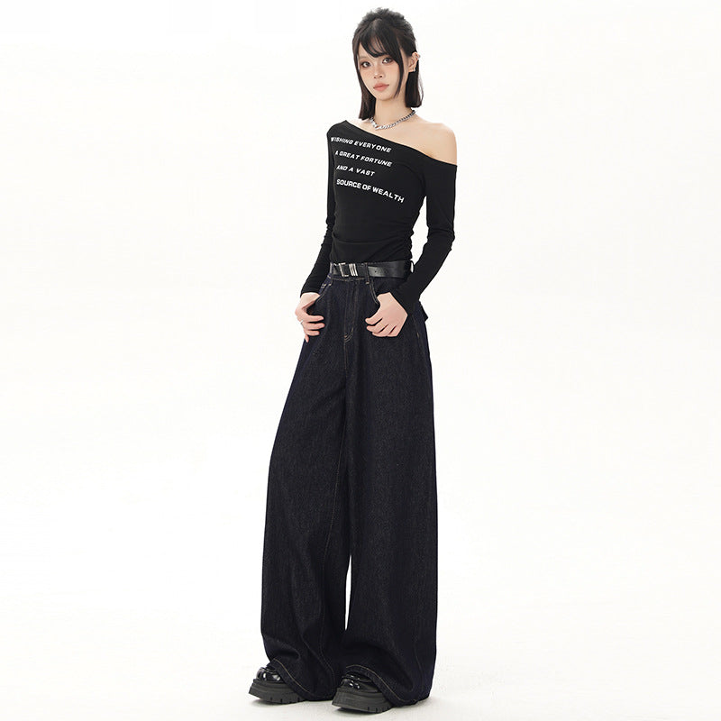Women's Wide-Leg Jeans - Loose and Flowy Floor-Length Pants