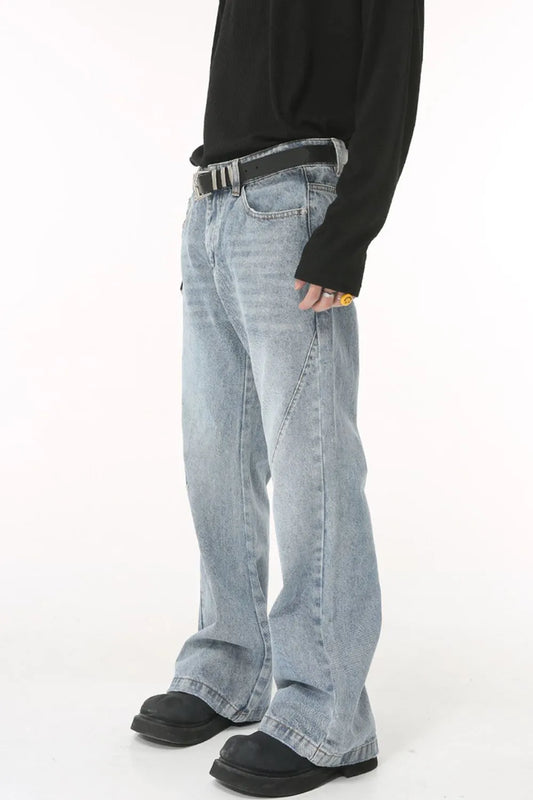 Washed Bootcut Men's Jeans with Pockets - Premium Japanese Denim