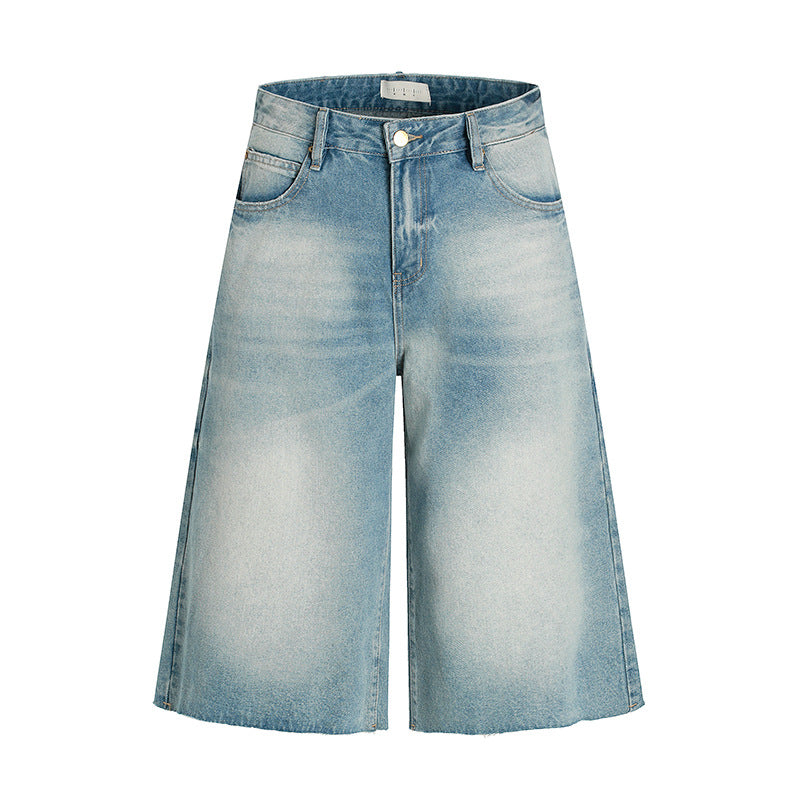 Premium Japanese Loose Straight Leg Cropped Denim Pants