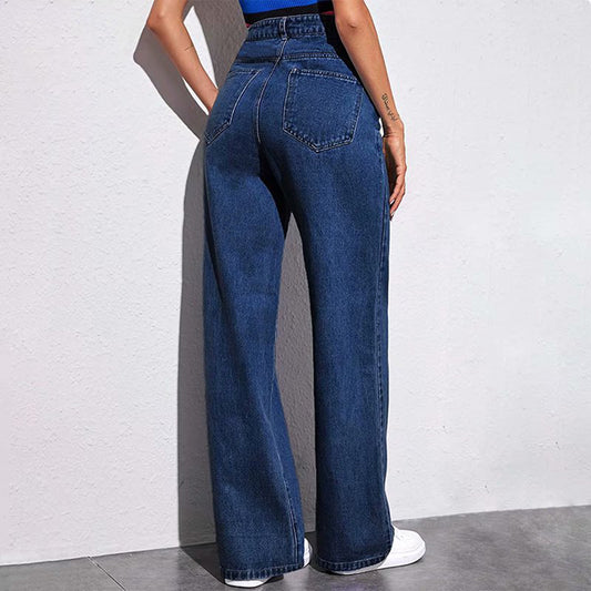 Women's High Waisted Wide Leg Jeans - Loose Straight Leg Pants