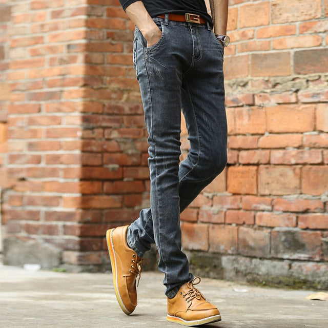 Vintage Men Slim Fit Jeans - High Quality Designer Trousers