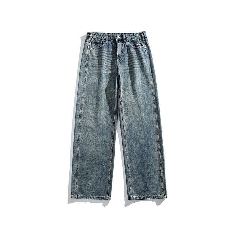 Men's Straight Tube Loose Wide Leg Denim Pants – Vintage Blue