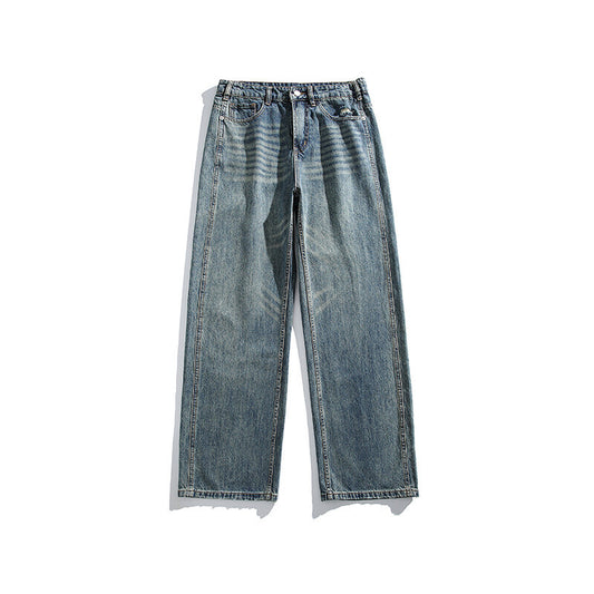 Men's Straight Tube Loose Wide Leg Denim Pants – Vintage Blue