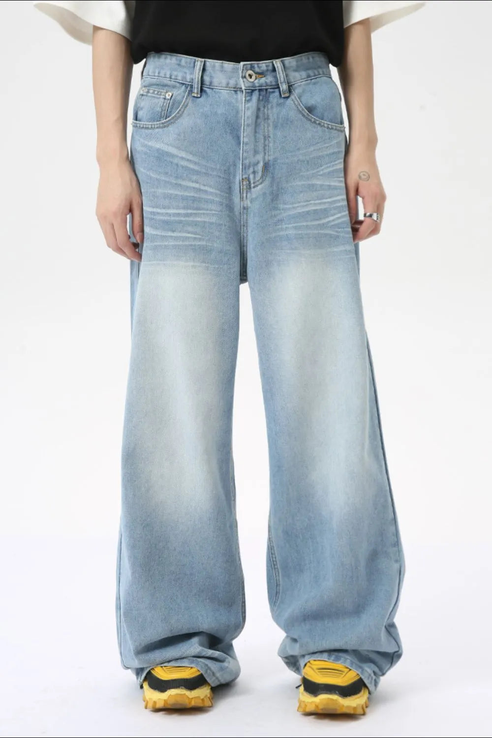 Premium Wide Leg Jeans with Pockets - Japanese Denim