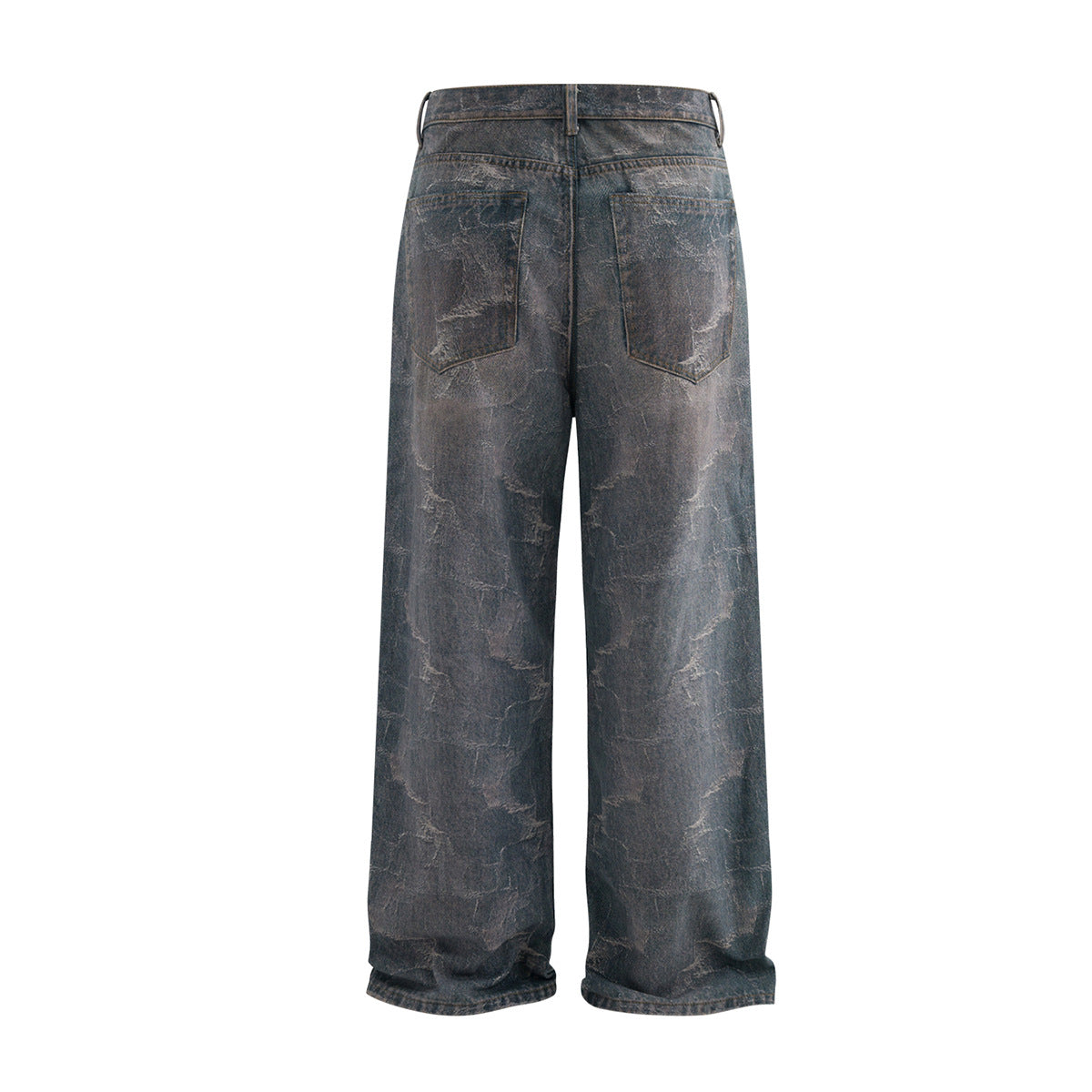 High Street Washed 3D Printed Baggy Wide Leg Jeans