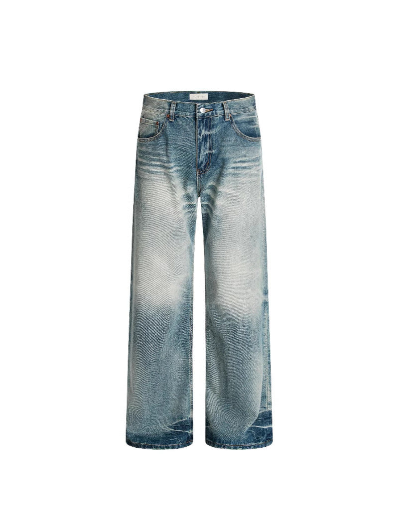 High Street Retro Distressed Gradient Denim Pants