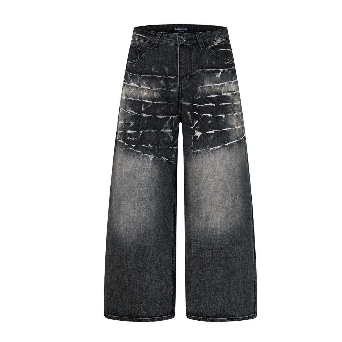 Wash and Tie Dye Denim Loose Wide Leg Pants