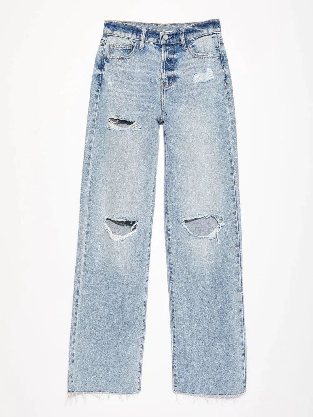 Premium Distressed Straight Leg Jeans with Pockets