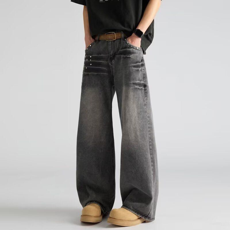 Men's Loose Fit Slimming Straight Leg Cowboy Pants for Spring and Summer