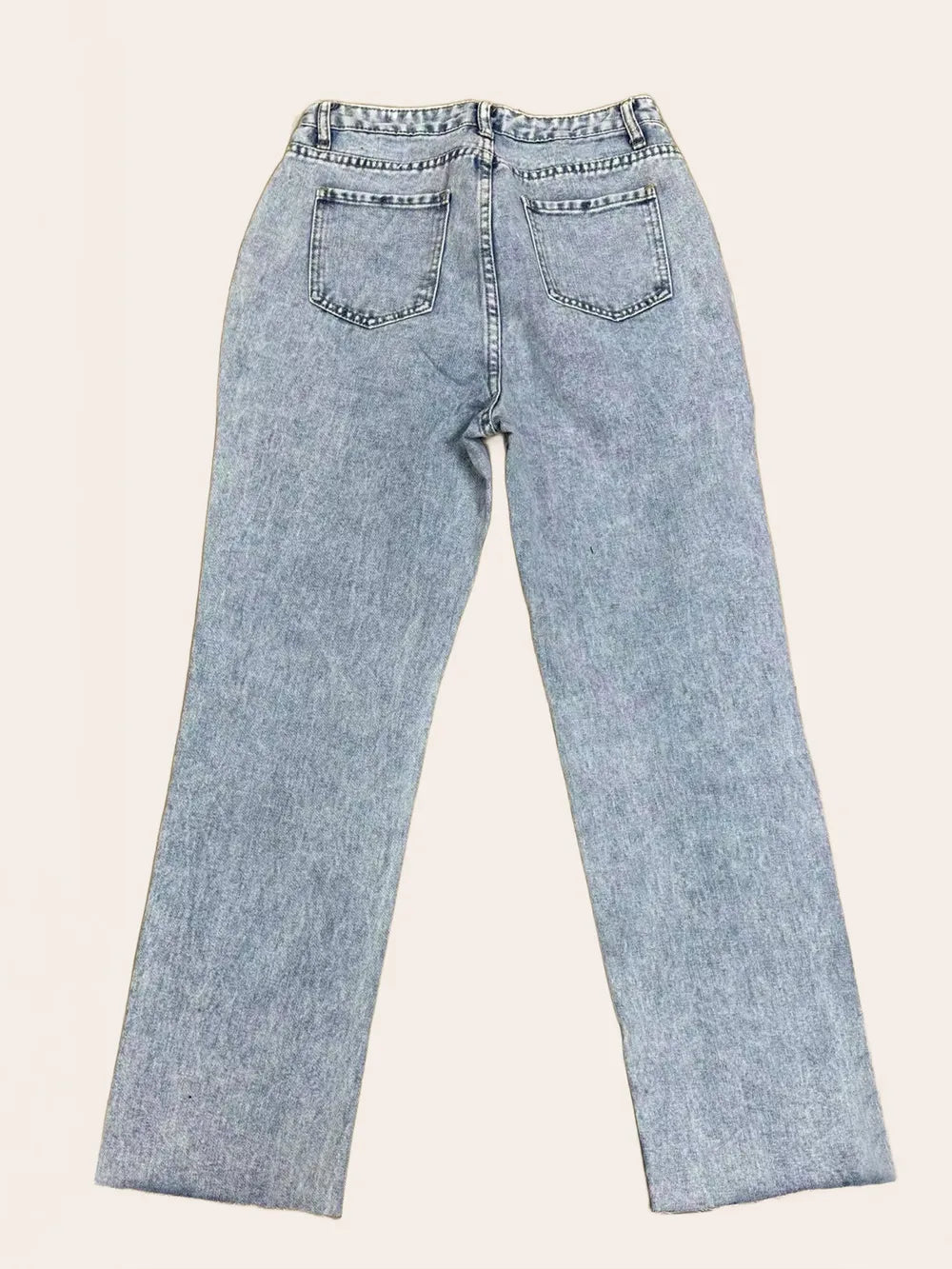 Premium Distressed Straight Leg Jeans with Pockets