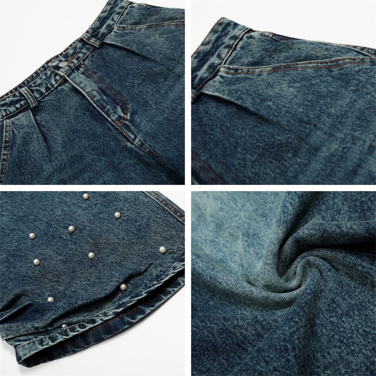 Wash Denim Jeans Wide Leg Pants for Men