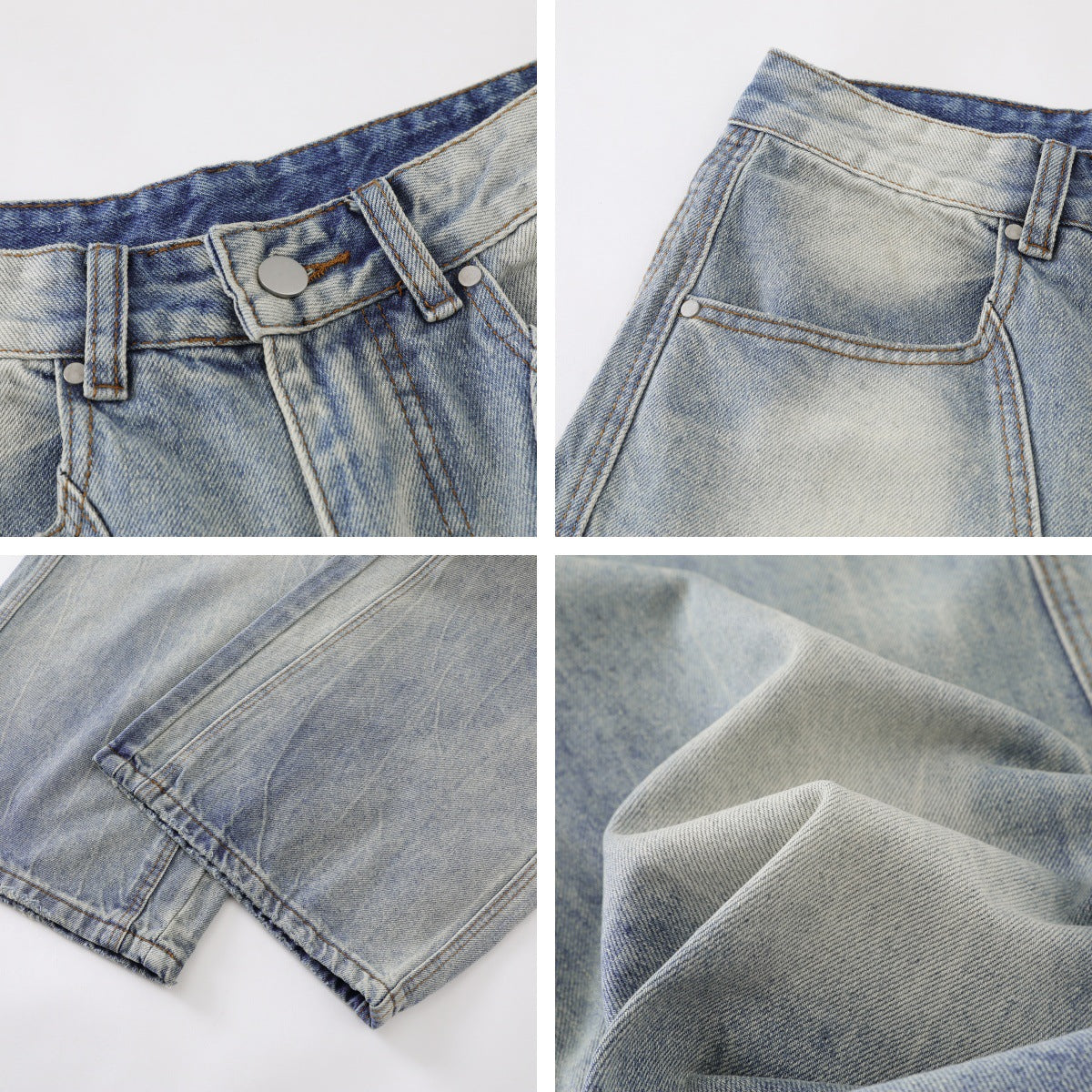 High Street Retro Wide-Leg Jeans for Men and Women - Loose Deconstructed Design