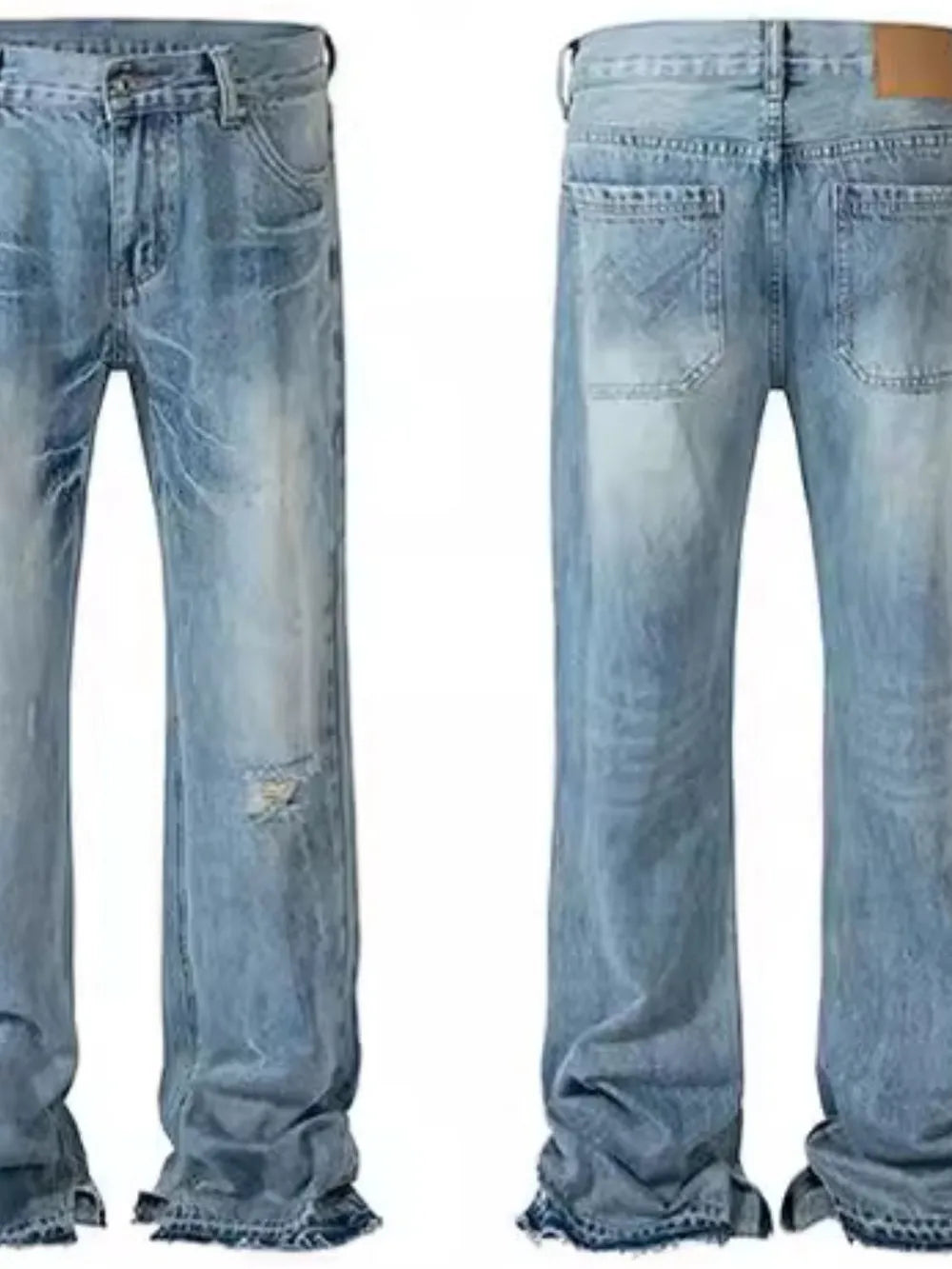 Men's Distressed Raw Hem Jeans - Premium Japanese Denim