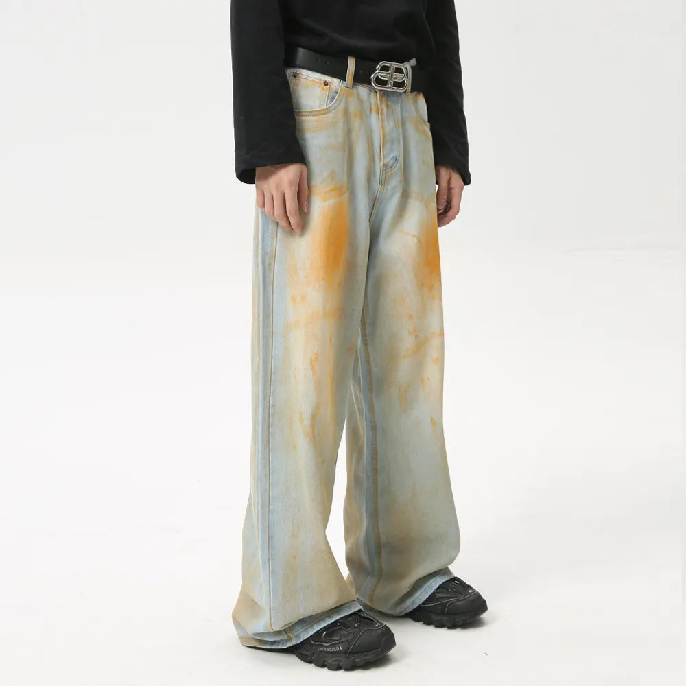 Waste Soil Wide Leg Jeans - Premium Japanese Denim