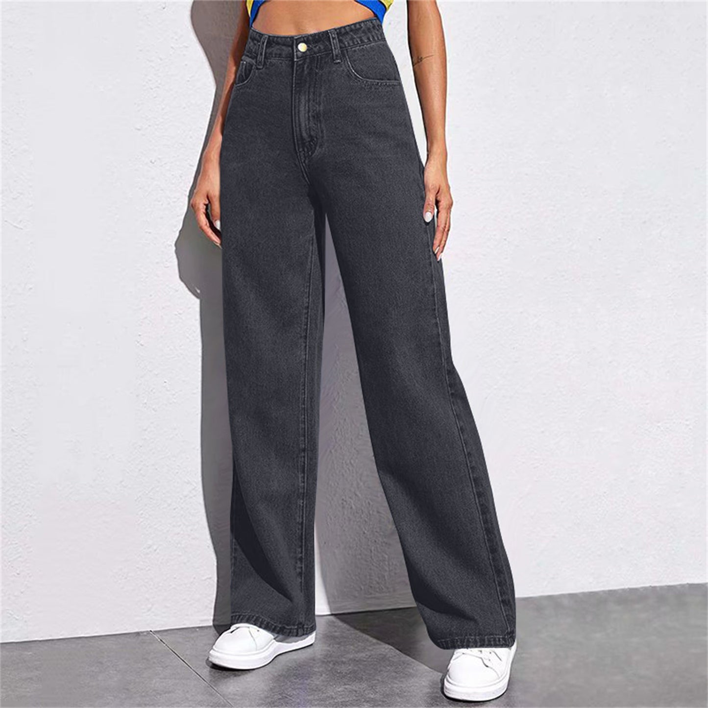 Women's High Waisted Wide Leg Jeans - Loose Straight Leg Pants