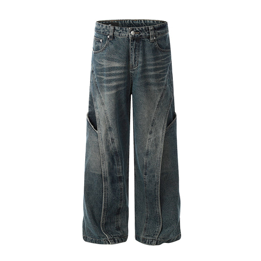 Washed Denim Loose Wide Leg Pants - Premium Japanese Quality