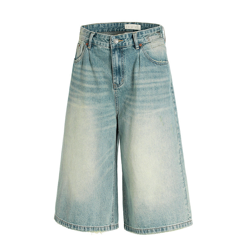 Premium Loose Straight Leg Cropped Denim Pants
