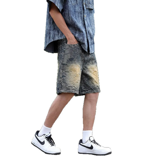 Vintage American Jacquard Five Quarter Summer Thin Shorts