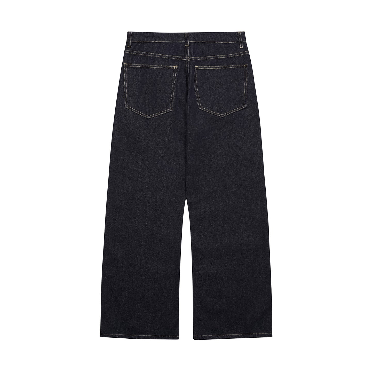 Washed Denim Blue Jeans - Loose Straight Leg with Slight Flare